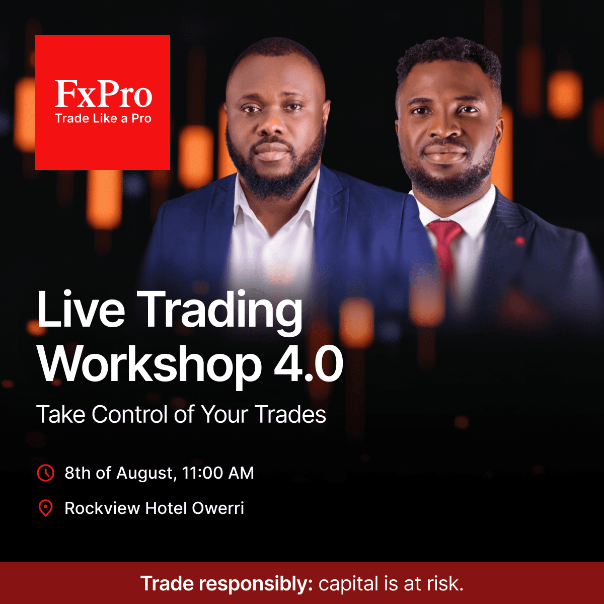 Flyer for 4.0 Live trading workshop